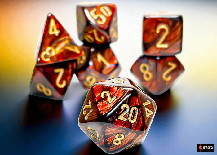 Chessex - Scarab Mega-hedral Blue Blood/gold 7-Die Set - Image 2