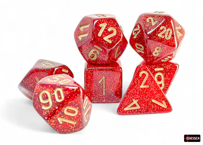 Glitter Mega-hedral Ruby/gold 7-Die Set - Image 2