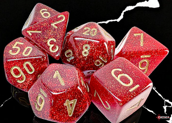 Glitter Mega-hedral Ruby/gold 7-Die Set - Image 3