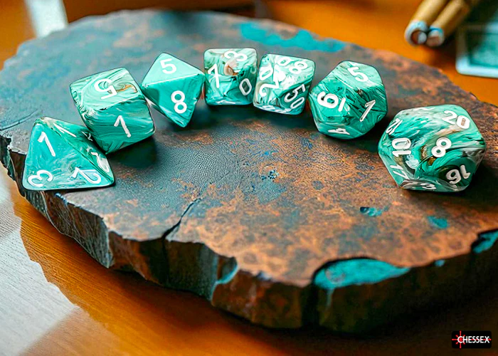 Marble Mega-hedral Oxi-Copper/white 7-Die Set