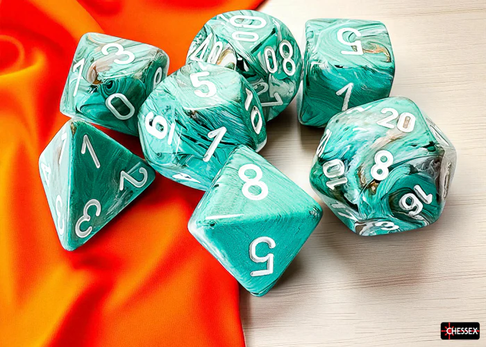 Marble Mega-hedral Oxi-Copper/white 7-Die Set - Image 3