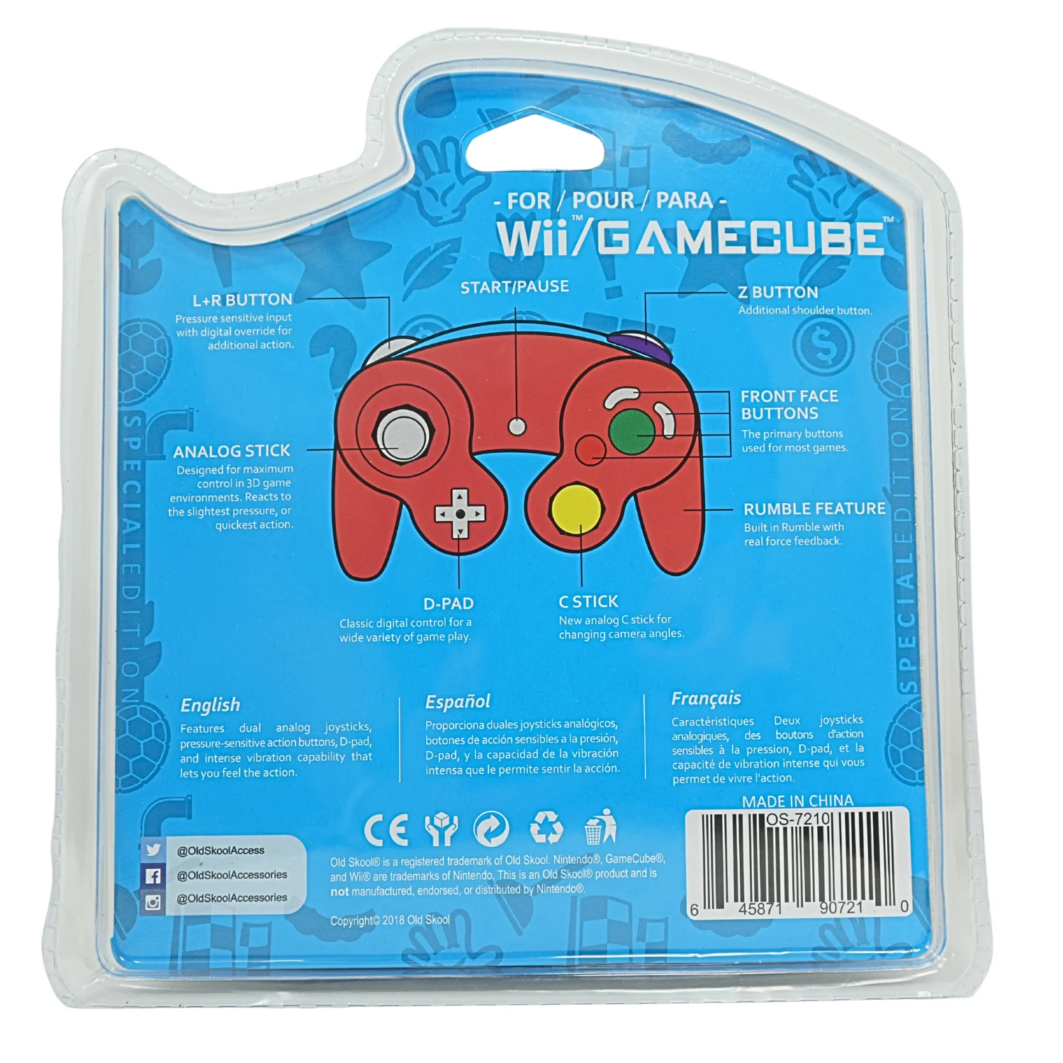 Old Skool GameCube Controller (Red) - Gamecube - Image 3